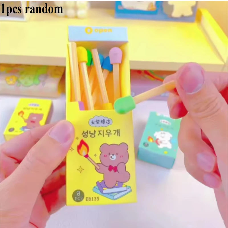 Gomme Kawaii Boîte d’Allumettes – Modèle Surprise, Cadeau Original Papeterie