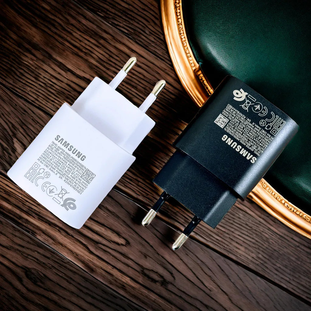 Chargeur Samsung Original 25W USB-C – Charge Super Rapide, Compatible Galaxy A & S Series, Noir & Blanc