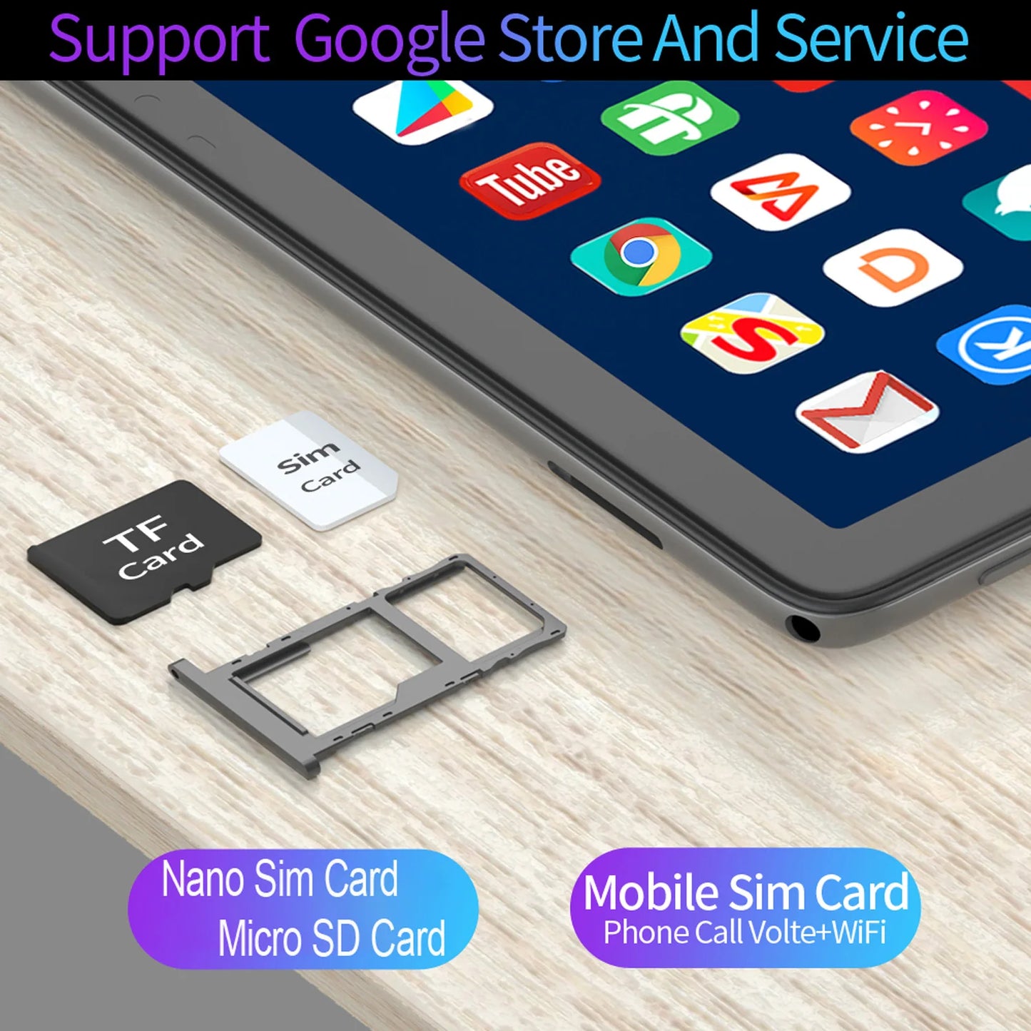 Tablette Android 10,1" – Octa-Core, 4Go RAM + 64Go, Batterie 6000mAh, Google Play, Double SIM 3G