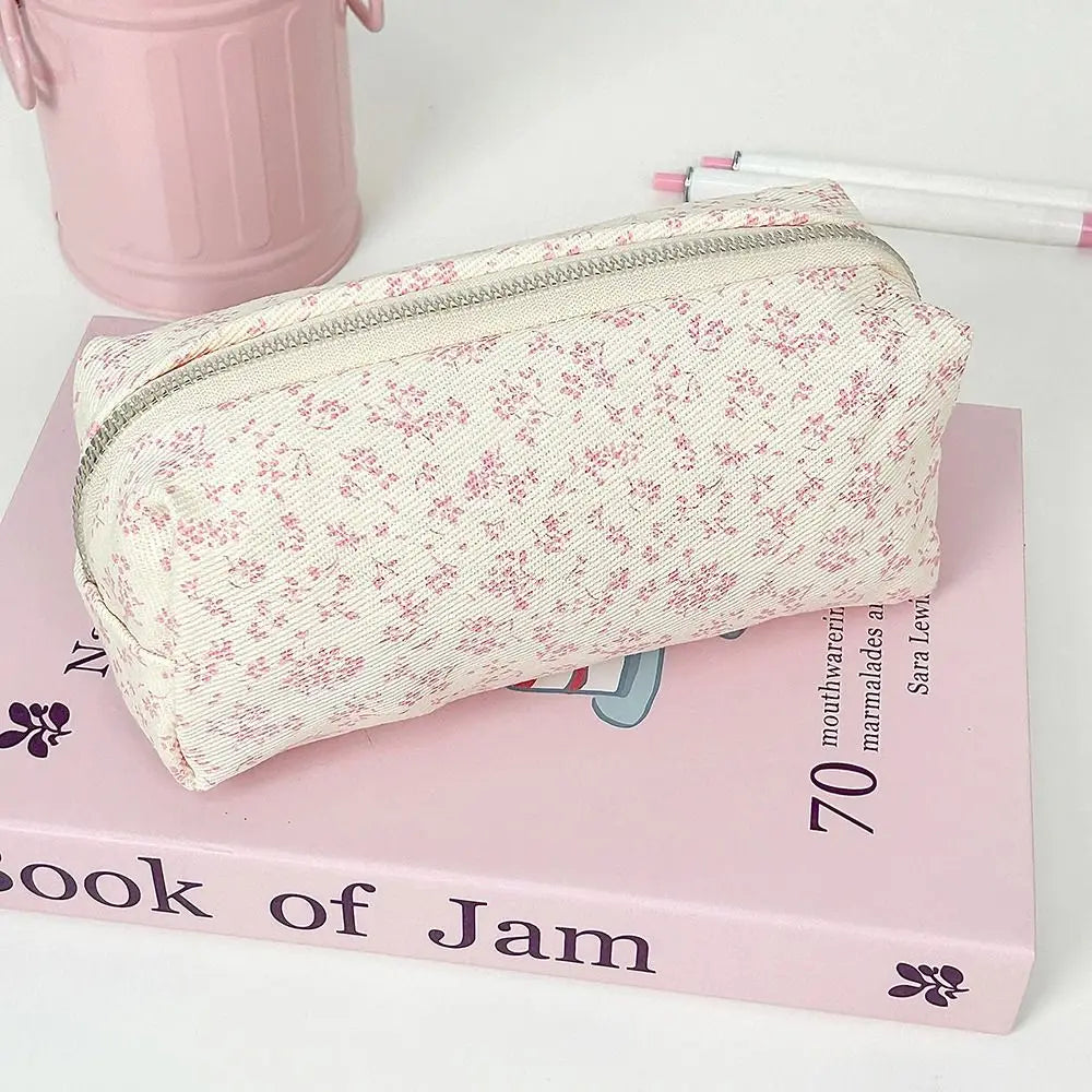 Trousse à Crayons Florale en Canvas – Grande Capacité, 20x8x5 cm, 4 Motifs