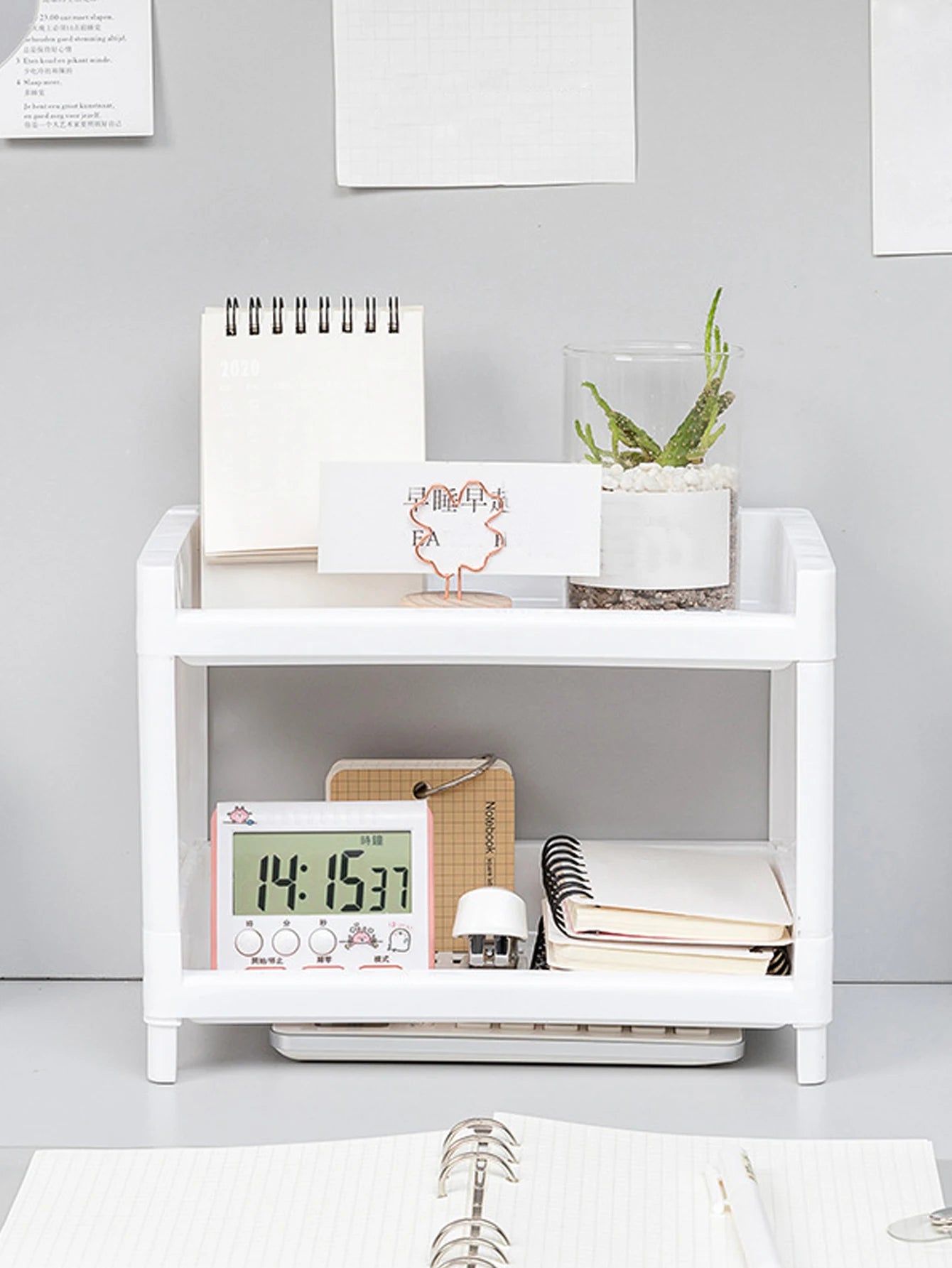 Rangement Bureau Double Étage – Plastique PP, Multifonction, École & Bureau