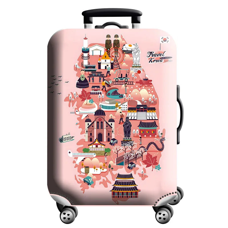 Housse de Protection Valise – Tissu Élastique Lavable, Anti-Rayures, 29 Motifs, Tailles S à XL