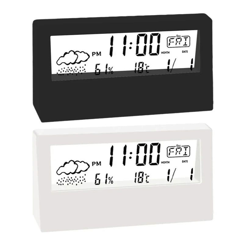 Thermomètre Hygromètre LED – Horloge Électronique, Température & Humidité, Alarme