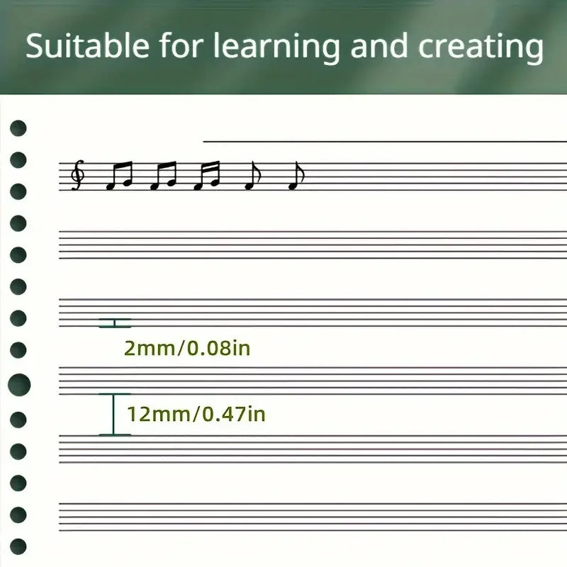 Cahier de Notation Musicale B5 – 60 Feuilles Mobiles Réutilisables – Papier Staff Double Face – 3 Coloris