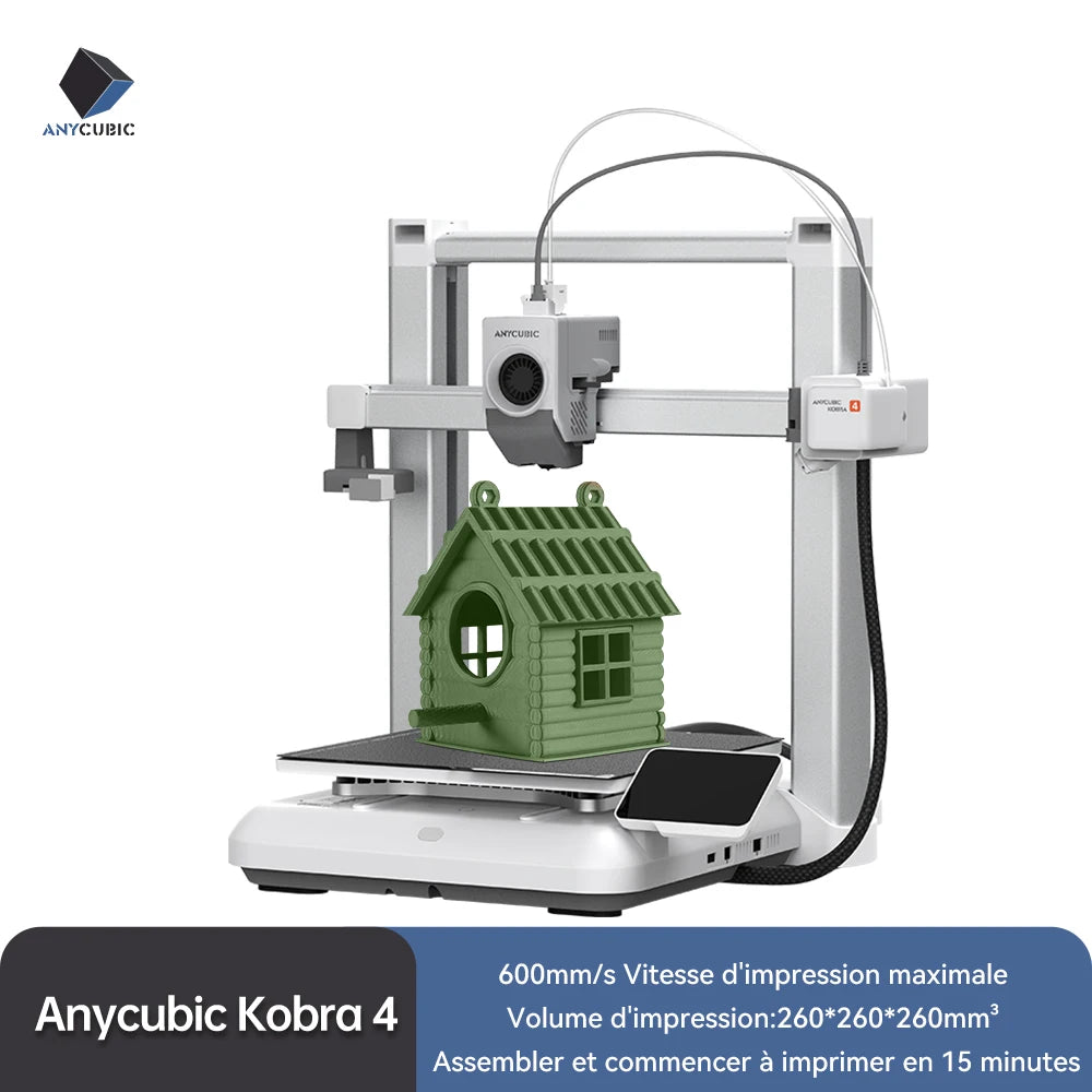 Imprimante 3D ANYCUBIC Kobra 4 – Multi-Couleurs FDM, 600mm/s, 8 Couleurs, Contrôle App