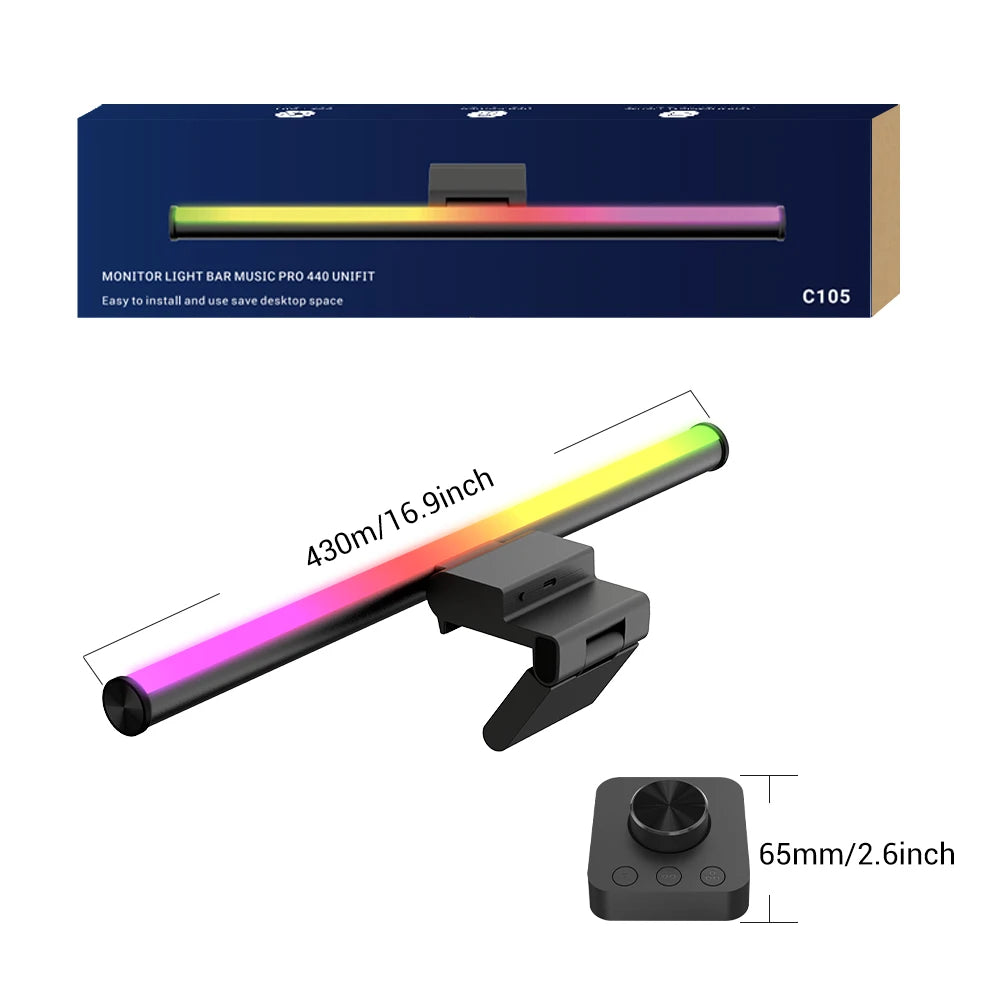 Barre Lumineuse LED pour Moniteur – RGB Dimmable, Télécommande, Gaming