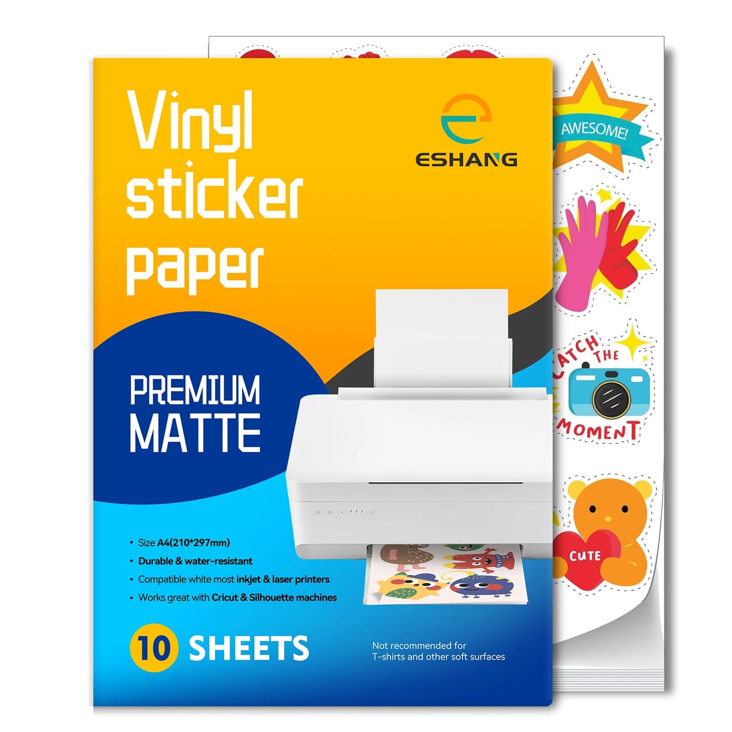 Papier Vinyle Autocollant Mat A4 – Imprimable Jet d’Encre, Résistant, 10 à 50 Feuilles