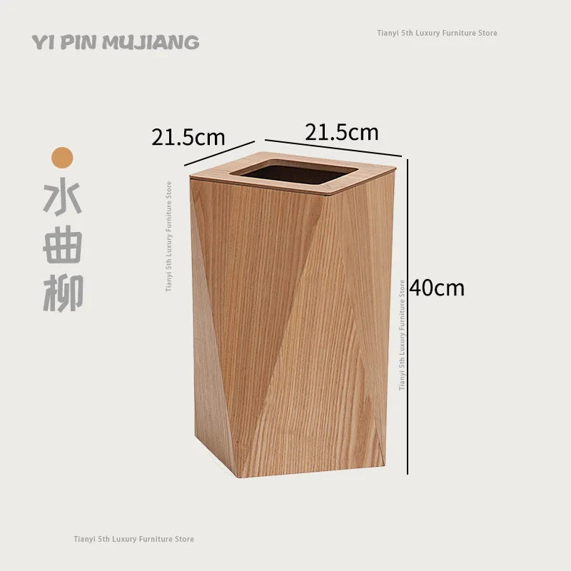 Poubelle Design en Bois Style Nordique – Forme Diamant, Salon & Bureau