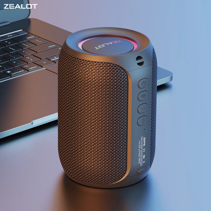Enceinte Bluetooth Puissante Zealot S32 Pro – Basses, LED, Waterproof, Extérieur & Maison