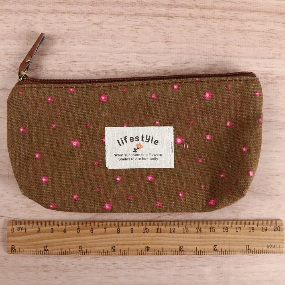 Trousse en Canvas – Pochette Zippée École & Maquillage, 4 Coloris
