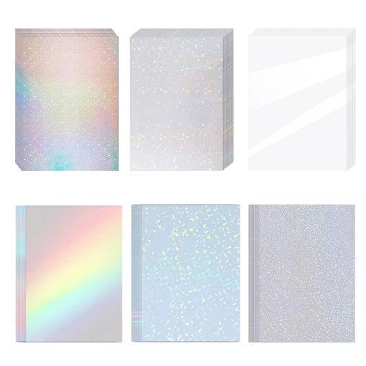 Papier Autocollant Holographique A4 – Lot de 20 Feuilles – Film Vinyle Auto-Adhésif – 6 Motifs