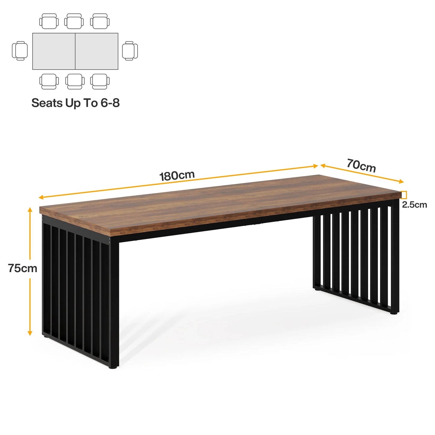 Bureau Tribesigns 2 Personnes 180 cm – Cadre Métal Style Industriel