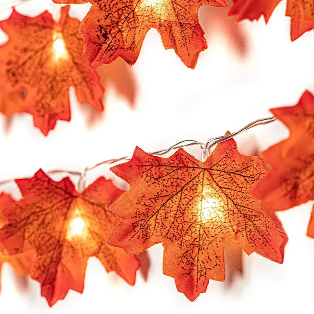 Guirlande LED Halloween Feuilles d’Érable – 2M, 3M ou 6M, USB ou Piles