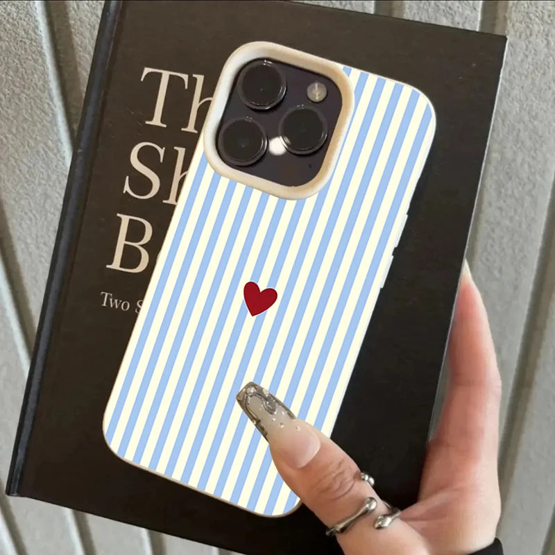 Coque Kawaii Motif Cœur pour iPhone – Mignonne & Tendance, Compatible iPhone 11 à 17 Pro Max, 5 Motifs