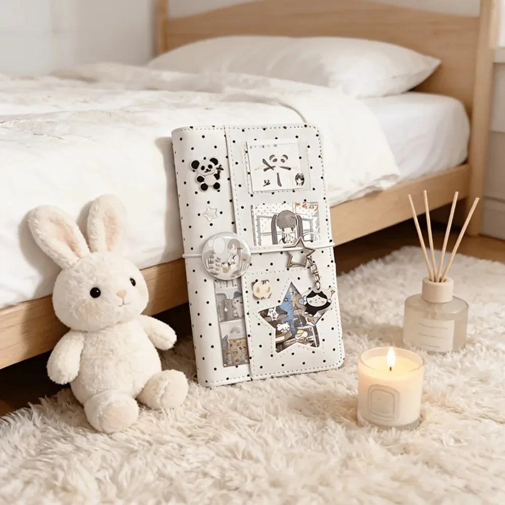 Classeur A6 en Tissu à Pois – Carnet à Feuilles Mobiles – Scrapbook & Planner – Cadeau