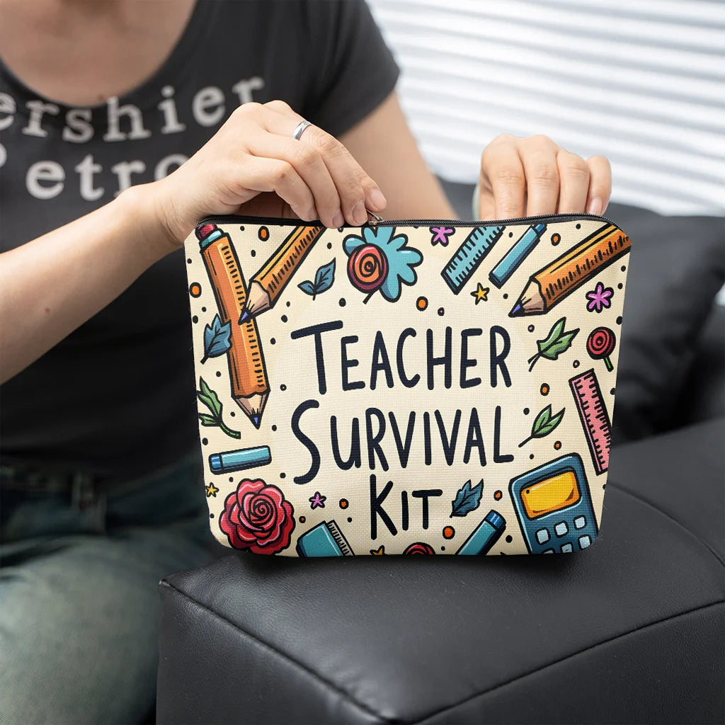 Pochette Zippée « Kit de Survie de l’Enseignant » – Trousse Cadeau Professeur