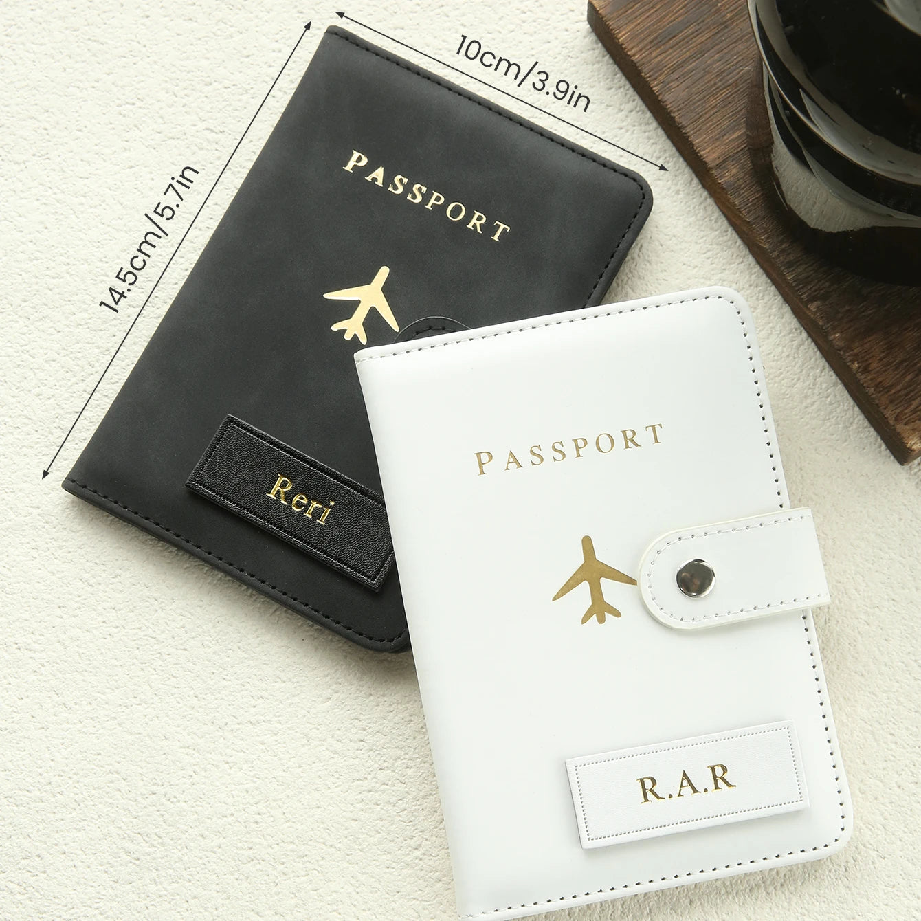 Porte-Passeport Personnalisé en Cuir PU – Prénom Gravé, Cadeau Voyage