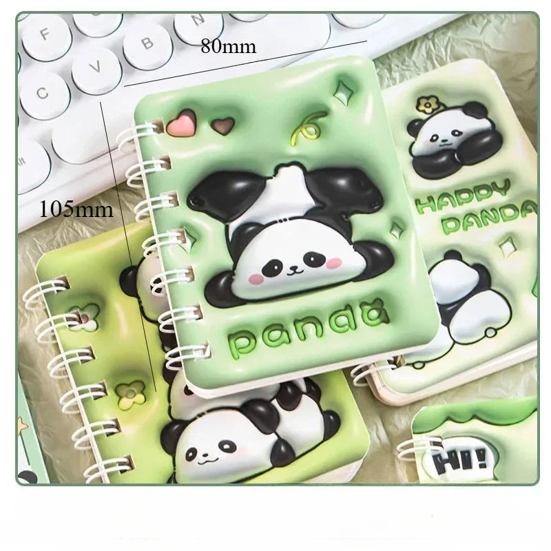 Lot de 4 Carnets Kawaii A7 – Panda & Capybara, Portable, Journal & Planner, Cadeau Papeterie