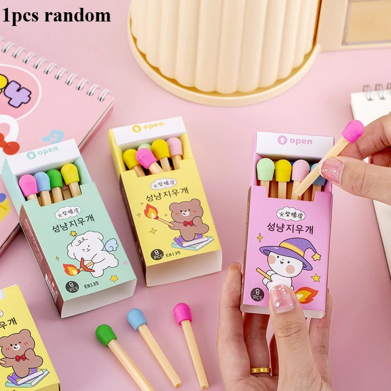 Gomme Kawaii Boîte d’Allumettes – Modèle Surprise, Cadeau Original Papeterie