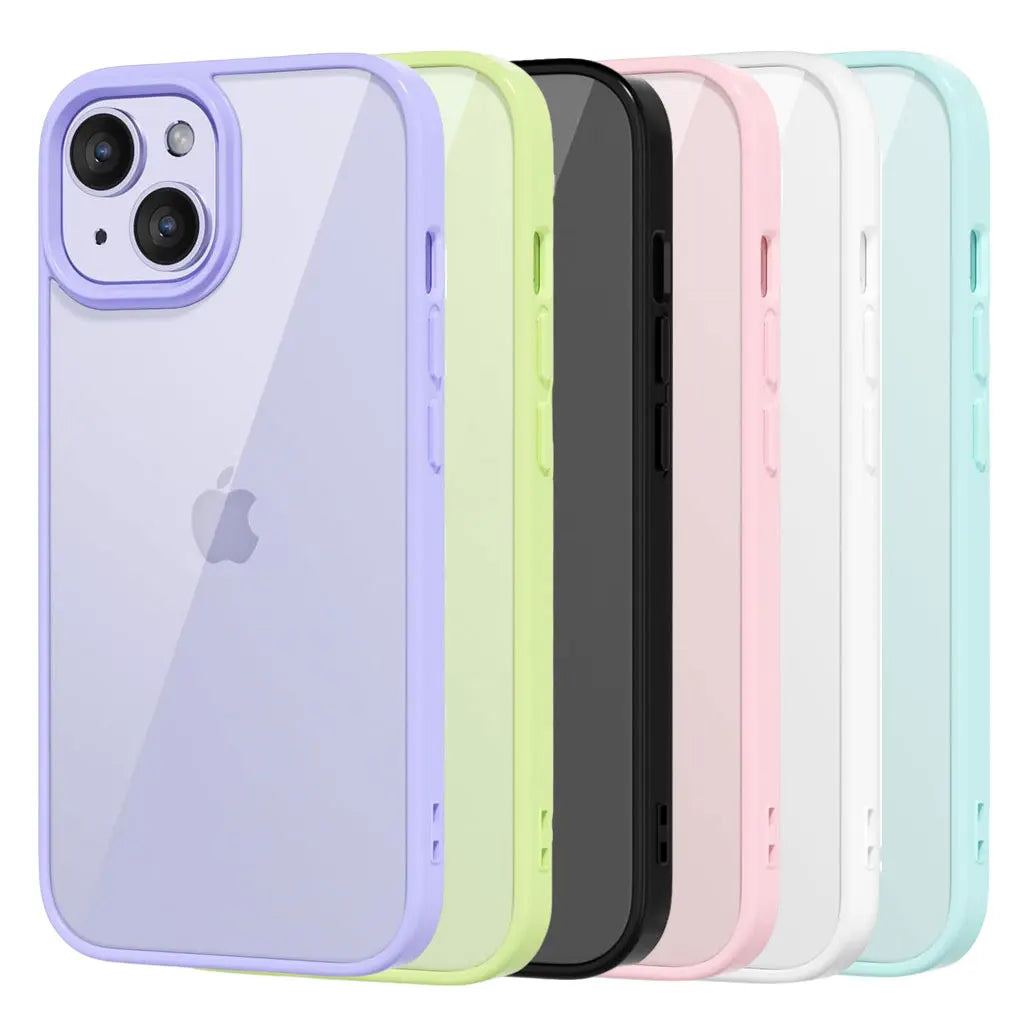 Coque Transparente Antichoc Colorée pour iPhone – Bumper Silicone, Compatible iPhone 11 à 16 Pro Max, 6 Couleurs