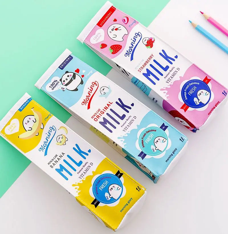 Trousse À Crayons Kawaii – Forme Brique de Lait – Style Coréen Mignon