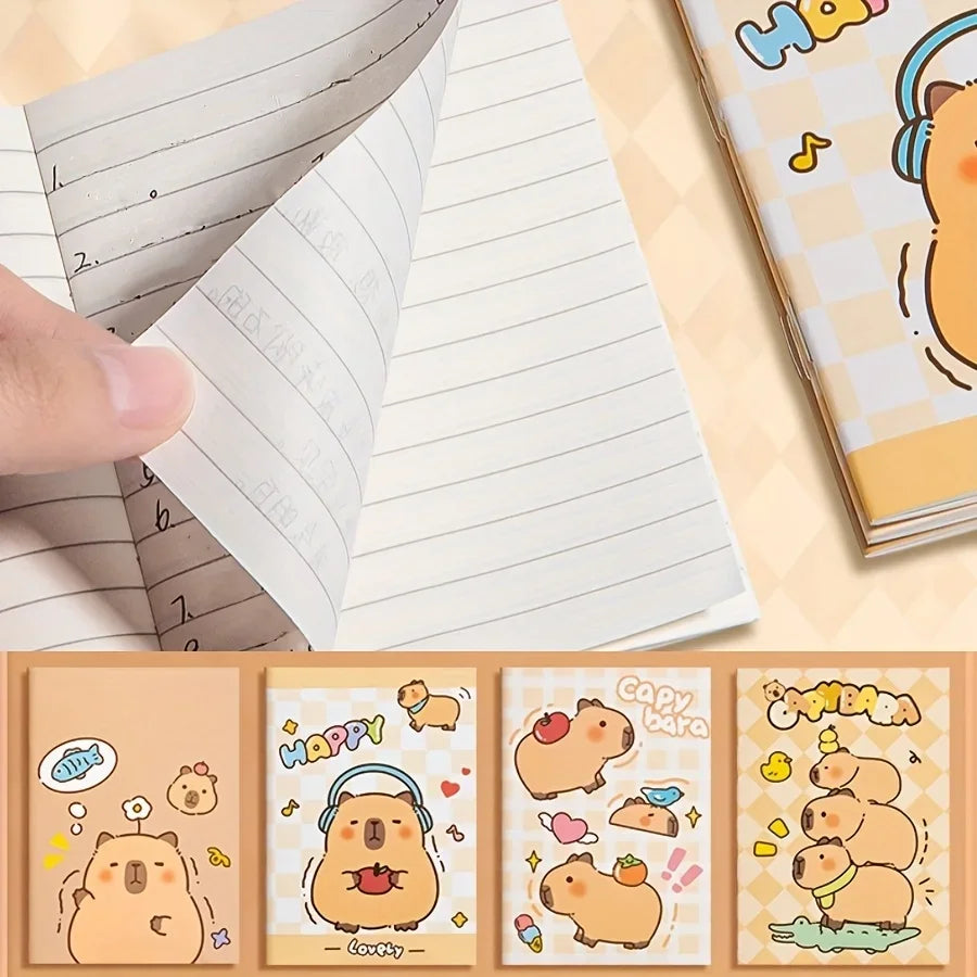 Set 10 Mini Carnets Kawaii Capybara – Pocket Notebook, Journal & Mémo, Coloris Assortis
