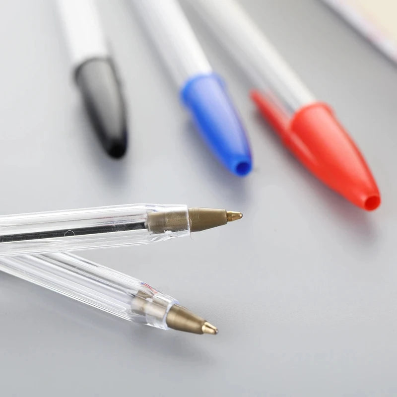 Stylos Bille Confort 1,0 mm – Lot de 10 ou 15, Encre Noire/Bleue/Rouge, Écriture Fluide & Journal