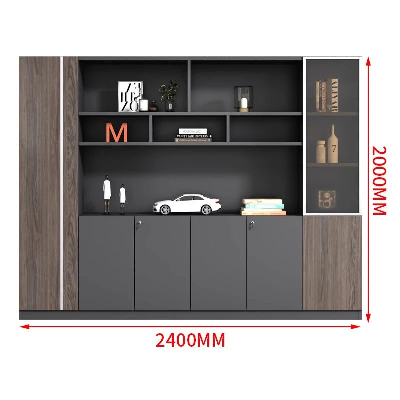 Bibliothèque de Bureau Modulable avec LED et Tiroirs – 7 Tailles, 0,8 m à 3,2 m