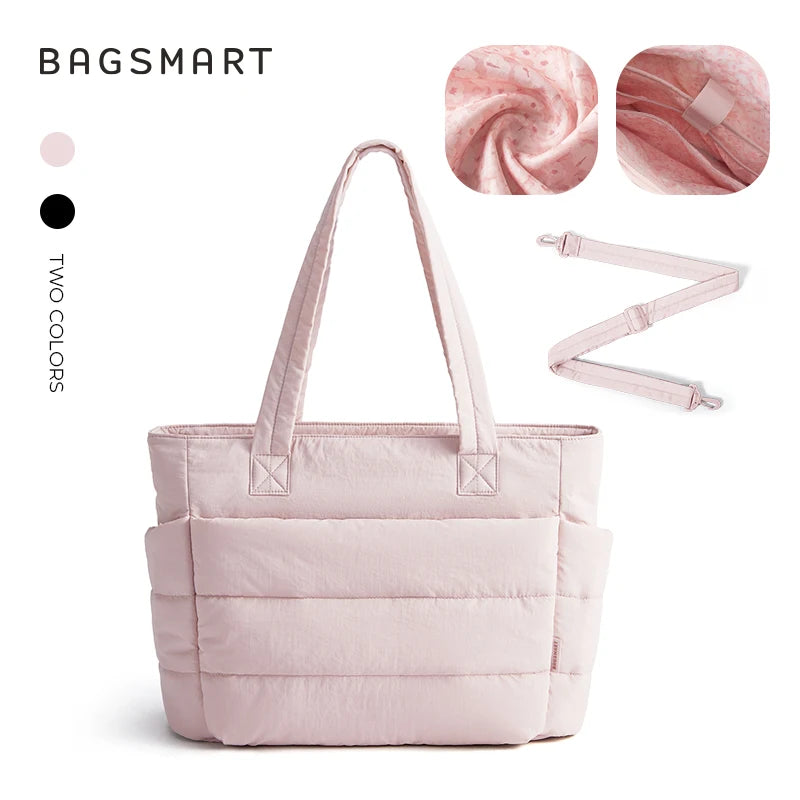 Sac Fourre-Tout BAGSMART Femme – Cabas Matelassé 20L, Travail Voyage École
