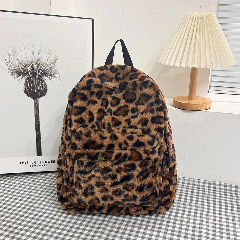 Sac à Dos Moelleux Léopard & Vache – Grande Capacité, Ado & Étudiant, 3 Motifs