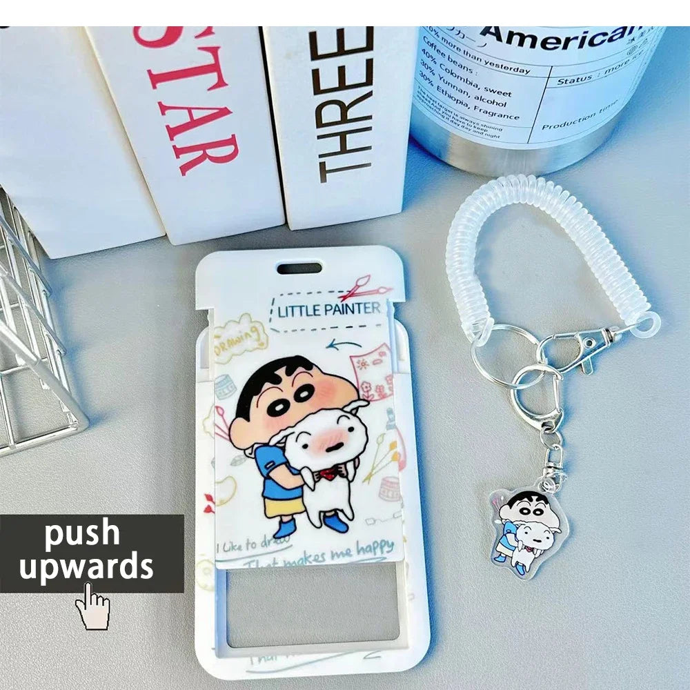 Porte-Carte Coulissant Kawaii – Style Anime – Carte de Bus, Cantine & Badge – 4 Modèles