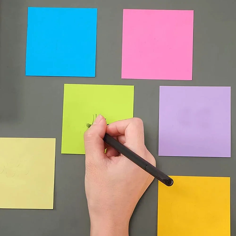 Bloc-Notes Autocollant – 6 Couleurs, 300 Feuilles, Bureau & École, 3 Designs