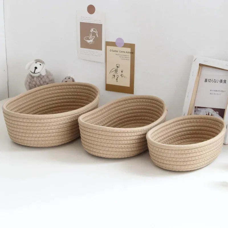 Corbeille de Rangement en Corde de Coton – Style Nordique Minimaliste