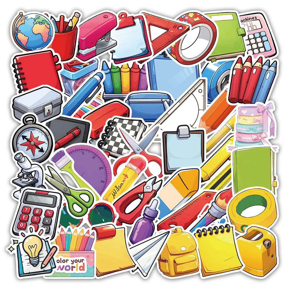 Lot de 54 Autocollants Scolaires – Déco Cahiers, Gourdes & Cadeaux Rentrée