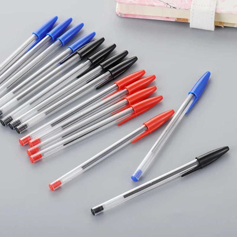Stylos Bille Confort 1,0 mm – Lot de 10 ou 15, Encre Noire/Bleue/Rouge, Écriture Fluide & Journal