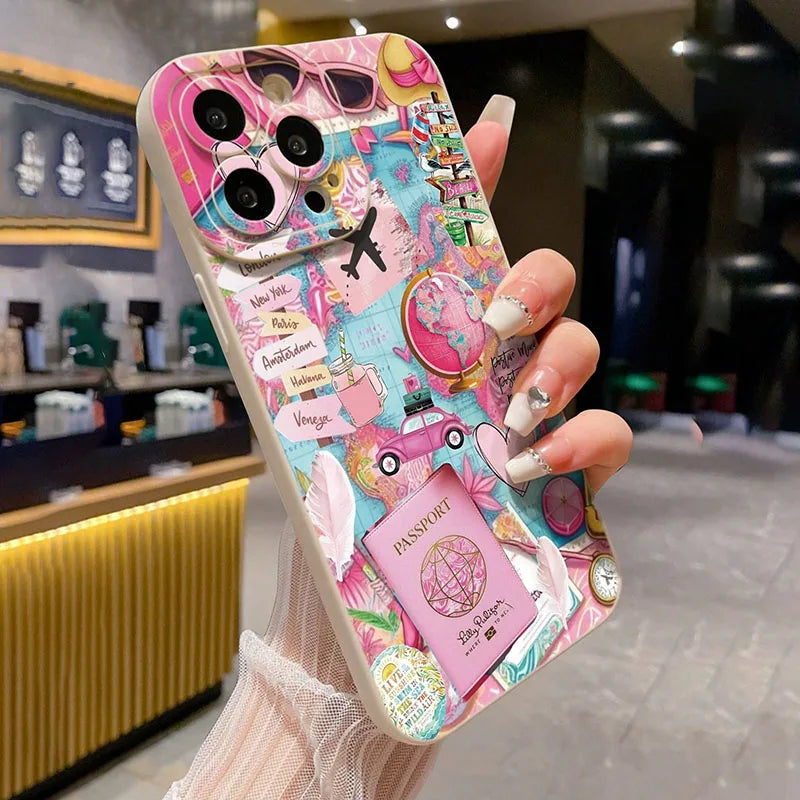 Coque Mate Imprimée Avion & Voyage pour iPhone – Antichoc, Compatible iPhone 11 à 17 Pro Max