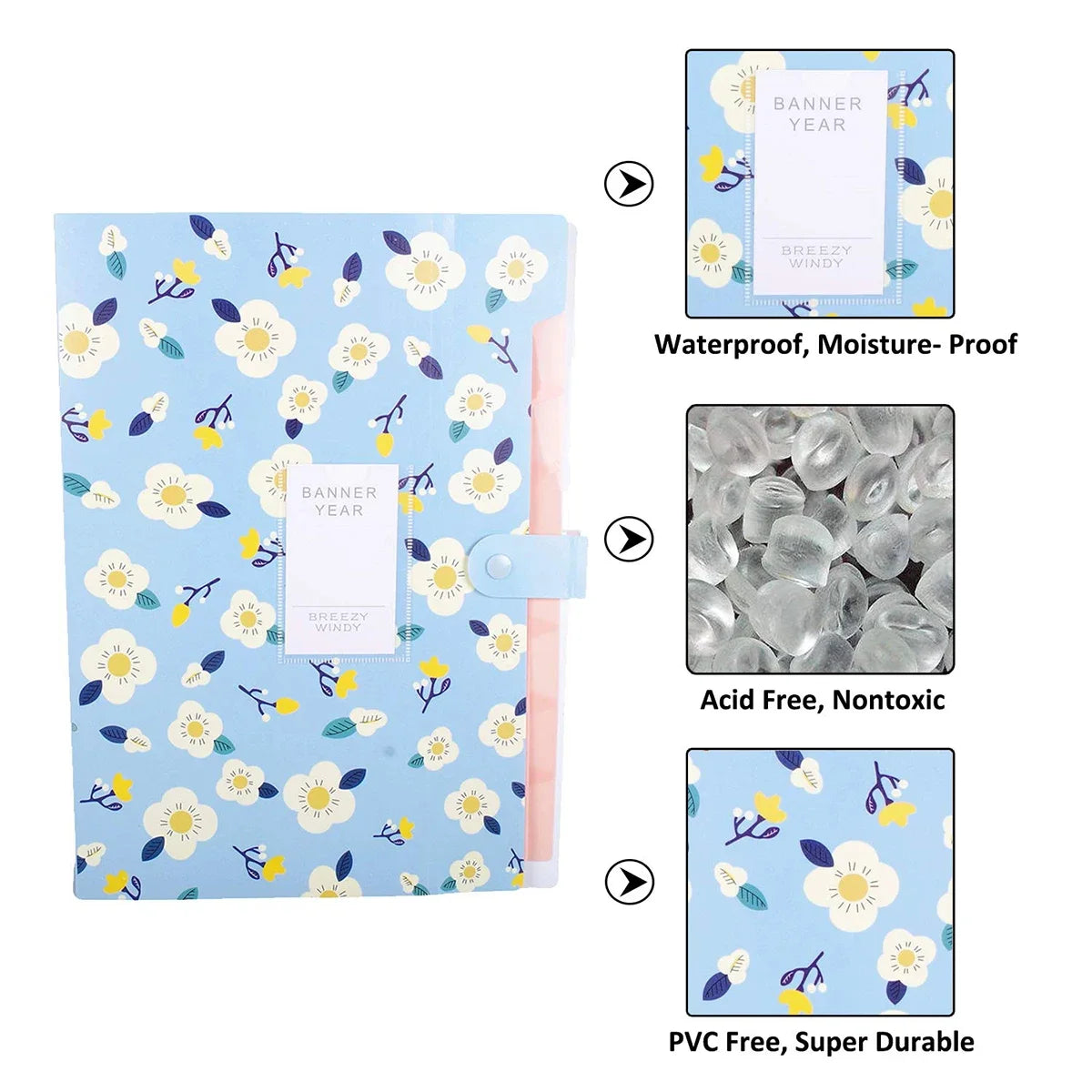 Pochette Document A4 – Bouton-Pression, Organiseur Bureau & École, 14 Coloris