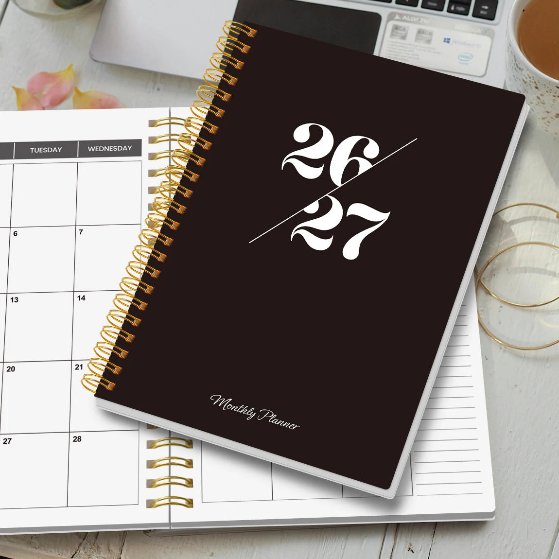Agenda Mensuel A5 Spiralé 2026-2027 – 24 Mois, Vue Mensuelle & Notes – 2 Coloris