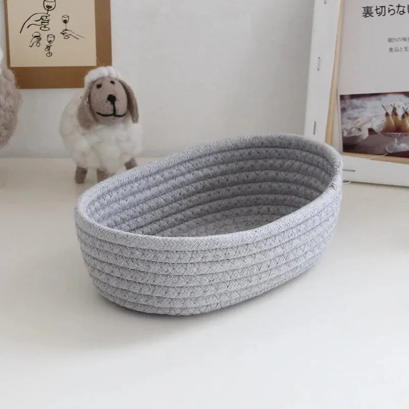 Corbeille de Rangement en Corde de Coton – Style Nordique Minimaliste