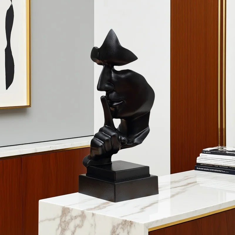 Sculpture Geste du Secret – Doigt sur les Lèvres, Décoration Bureau et Salon