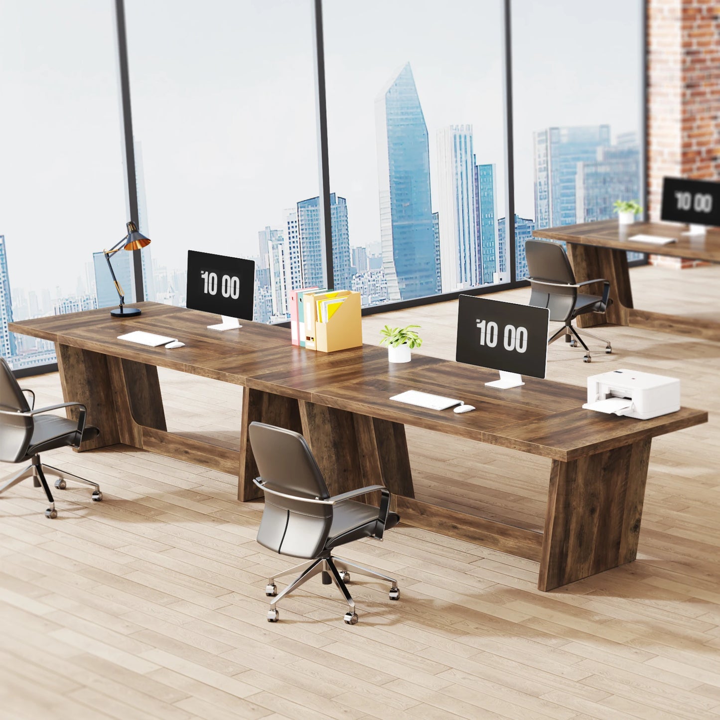 Bureau Tribesigns 180 cm – Grand Bureau Bois Style Industriel pour Bureau à Domicile