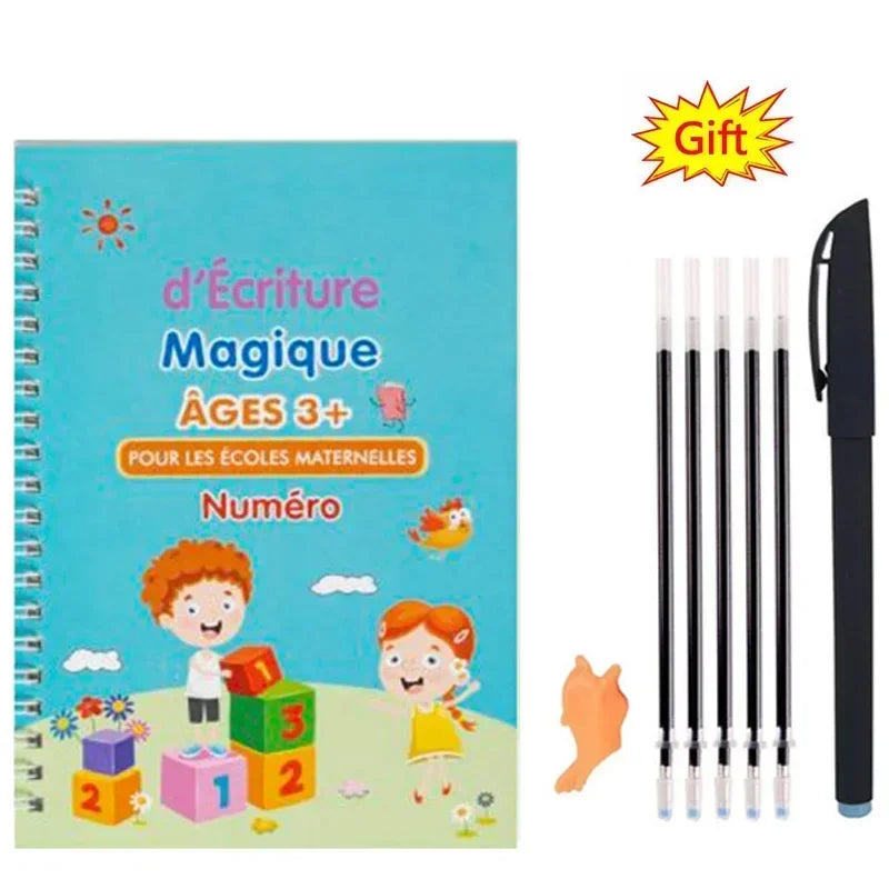 Cahier Magique Réutilisable – Alphabet, Chiffres, Maths & Dessin – Enfants – 4 Thèmes
