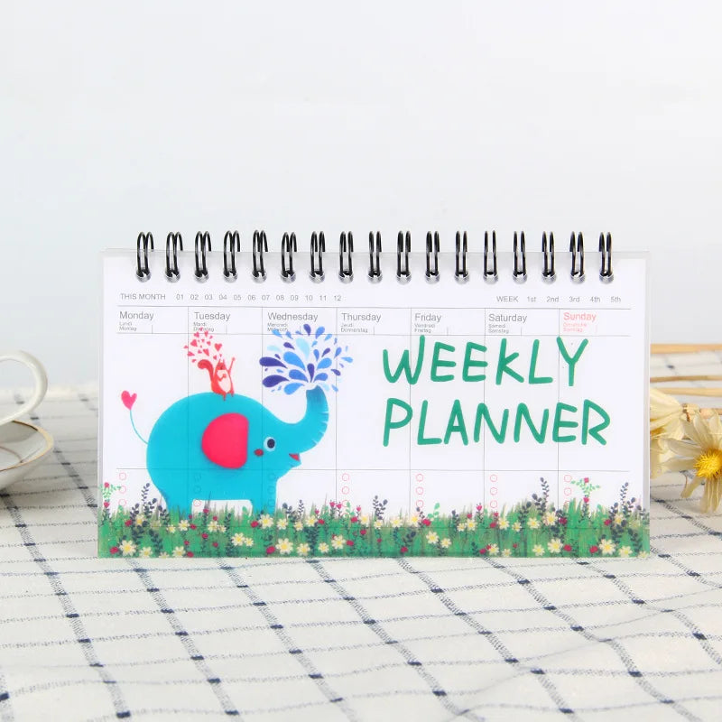 Agenda Journal Portable – Planning Hebdomadaire & Mensuel, 4 Motifs