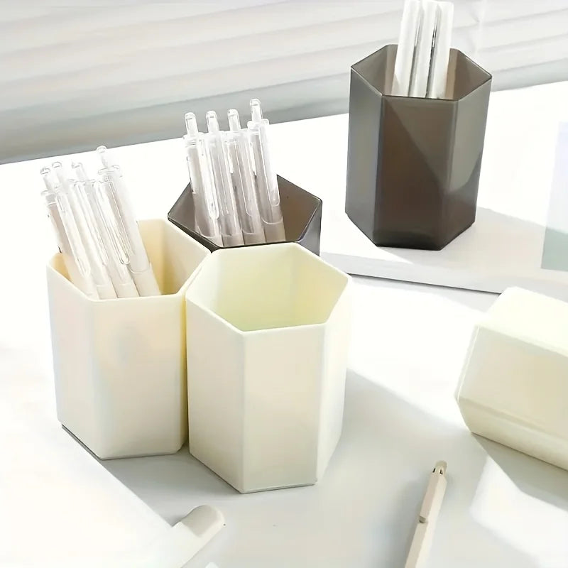Porte-Stylos Hexagonal Grande Capacité – Style Minimaliste Luxe – Bureau & Office