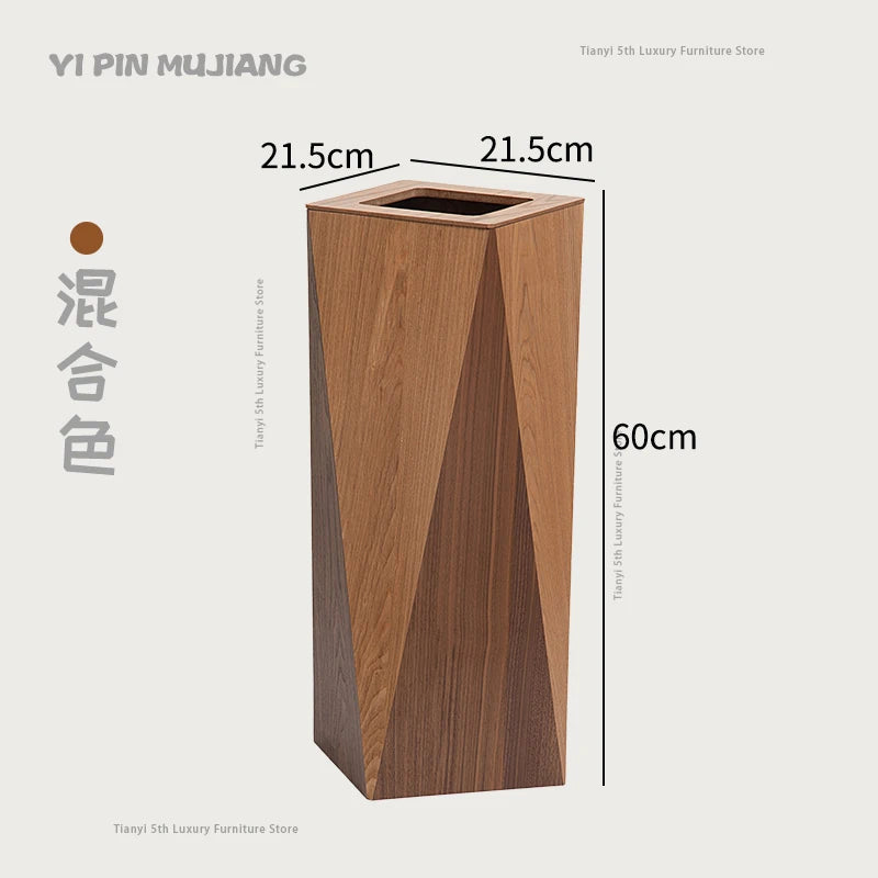 Poubelle Design en Bois Style Nordique – Forme Diamant, Salon & Bureau