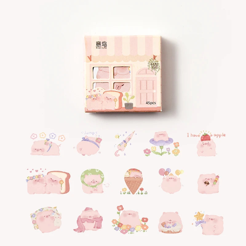 Stickers Kawaii Maison – Set 45 Pièces, Scrapbooking & Décoration, 4 Designs