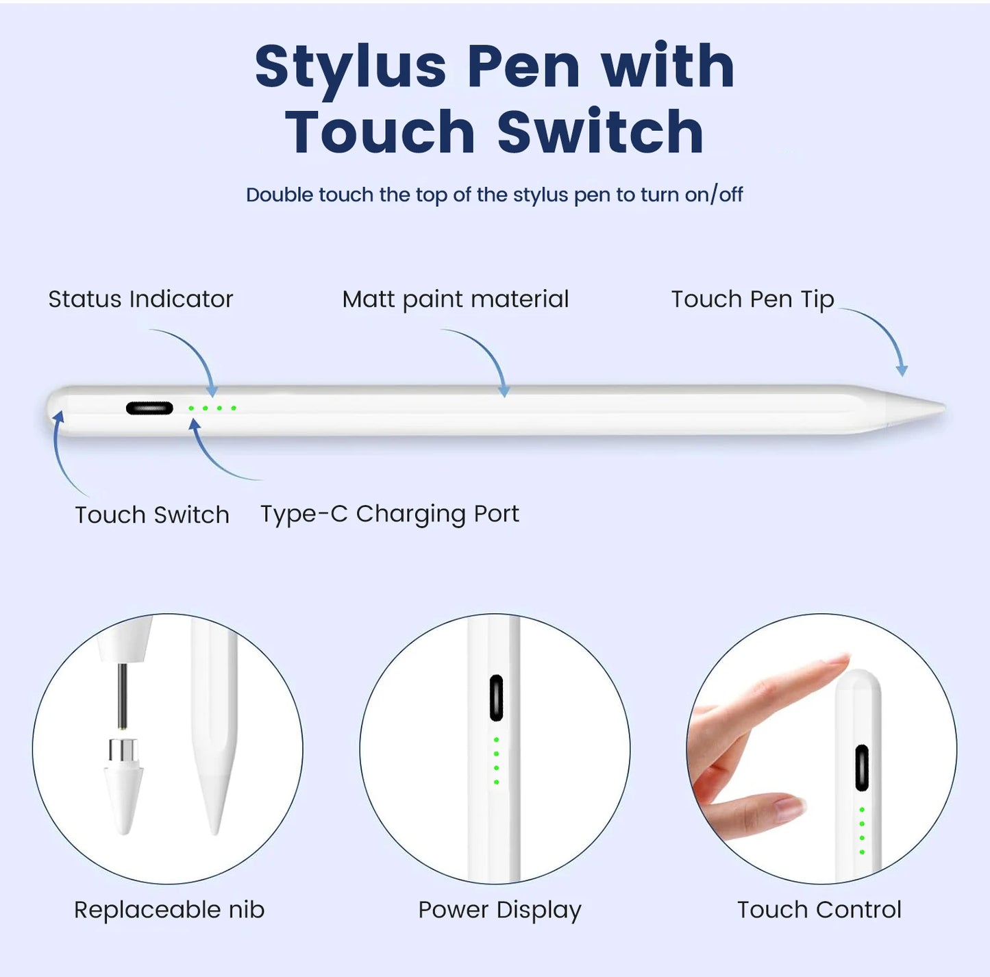 Stylet Tactile Rechargeable – Switch Tactile – Compatible Android & iOS – 5 Coloris