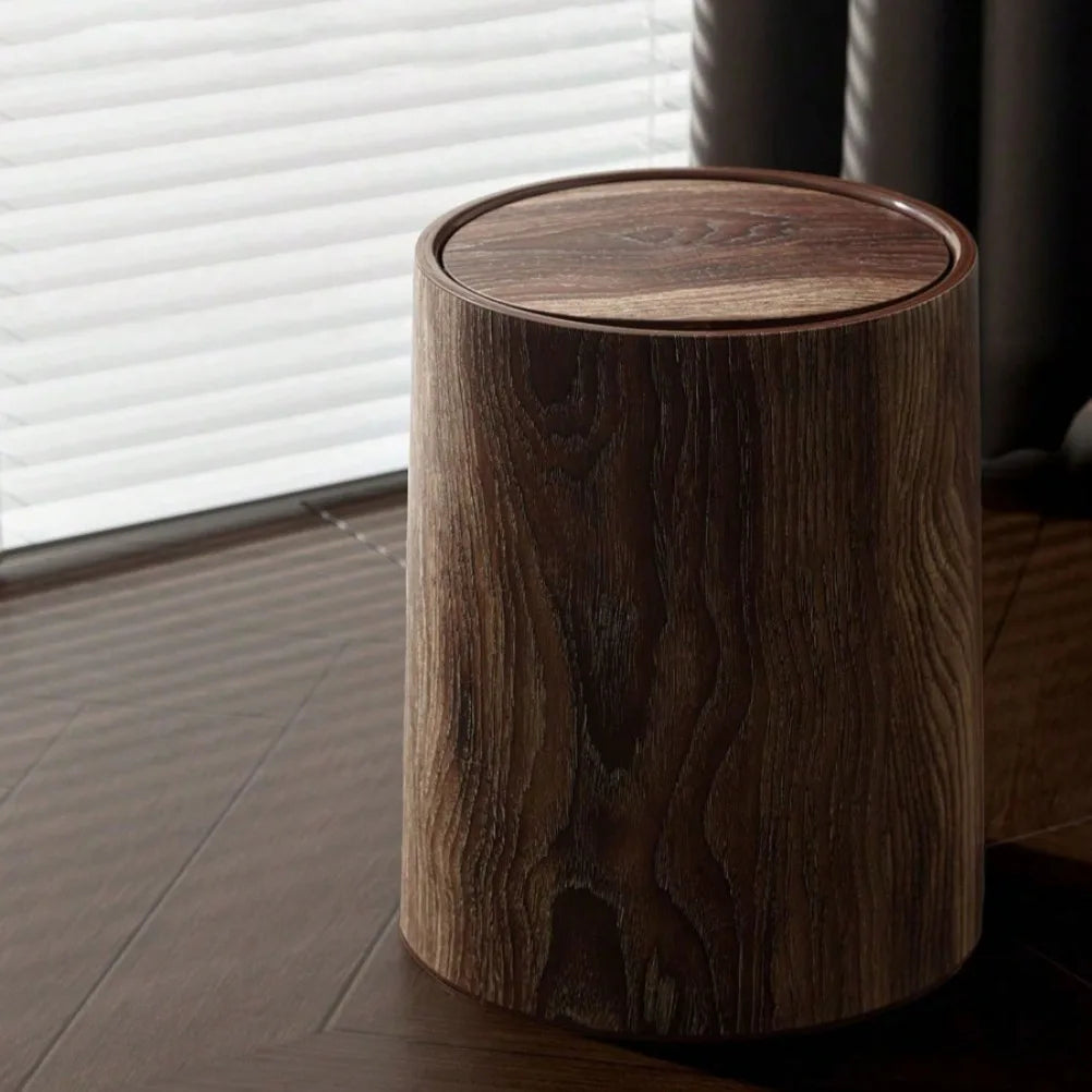 Poubelle Style Tronc d’Arbre – Couvercle à Bascule – 3 Tailles – Bureau, Cuisine & Salle de Bain