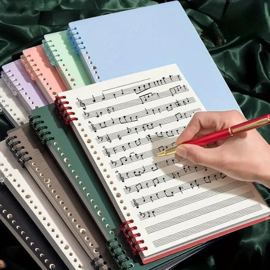 Cahier de Notation Musicale B5 – 60 Feuilles Mobiles Réutilisables – Papier Staff Double Face – 3 Coloris