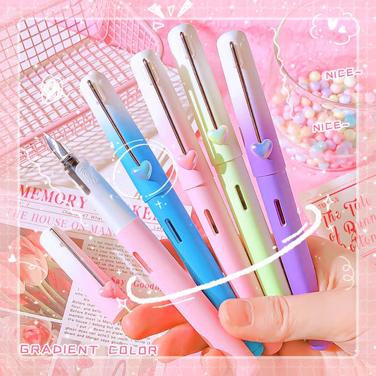 Stylo Plume – Plume Acier EF 0,5 mm, Étudiant & Bureau, 4 Coloris